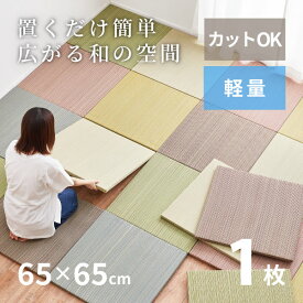 【無料サンプルあり】縁なし畳置き畳 彩 いろどり 【小】約65×65×2.5cm 半畳 1枚 へりなし畳 フロア畳 ユニット畳 システム畳 可愛い カラフル い草 DIY カット可能 畳 琉球畳風 イ草 防音対策 フロアー畳 フローリング畳 滑り止め付 年中 萩原 春夏秋冬 涼しい ひんやり