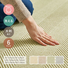 洗濯機で洗える ヘリンボーンラグ ボーナ 【約90×150cm/約190×190cm/約190×240cm/約230×230cm/約230×330cm】大判 おおきめ ウォッシャブルラグ カーペット おしゃれ モダン オールシーズン 萩原