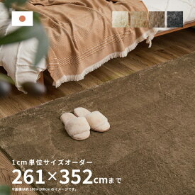 【ポイントアップ★4/24 20時～4/25限定】【サイズオーダー】 ラグ カーペット ラックスファー 約261×352cm【約6畳】 大きめ オールシーズン 無地 防炎 防ダニ 消臭 丸型 サイズ加工 ホットカーペットカバー ラグマット じゅうたん 絨