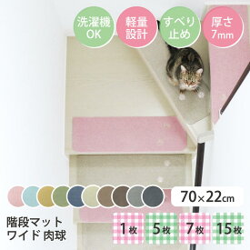 最大15%OFFクーポン配布中【公式】ラグタス ワイド階段マット てくてく肉球 刺繍 70×22cm 厚み約7mm 1枚 5枚 7枚 15枚 イエロー グリーン ブラウン ダークブラウン ベージュ グレー ネイビー ブラック ローズピンク