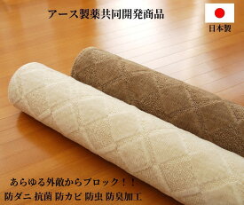 防ダニカーペット 1畳 アース防ダニ 抗菌 防カビ 防虫 「ふわり江戸間1帖」日本製高機能カーペット ラグマット清潔 安全 快適 ホットカーペットカバー床暖房対応「江戸間1畳約88×176」