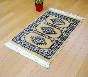 ◇限定品◇ 伝統の逸品 天然ウール100% 47×71cm パキスタン手織り パキスタン段通 ラグカーペット 約47×71