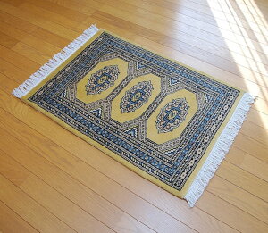 ◇限定品◇ 伝統の逸品 天然ウール100% 60×87cm パキスタン手織り パキスタン段通 ラグカーペット 約60×87