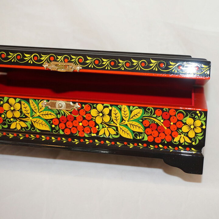 楽天市場】ロシアの民芸品 ホフロマ塗「豪華絢爛・小箱（大）」鳥と苺 