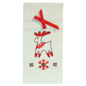 ウクライナ雑貨ウクライナ刺繍の巾着袋「トナカイ」リネン100％30×14cm