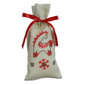 ウクライナ雑貨ウクライナ刺繍の巾着袋「ホース」リネン100％30×14cm