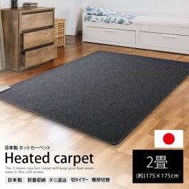 ホットカーペット【ホットカーペット 2畳用本体 BR-20002 日本製 (約)175×175cm】電気カーペット 冬物 家電 折りたたみ コンパクト 切タイマー オフタイマー マット ホットマット 簡単操作 温度調節 キッチン リビング 折り畳み 収納 足元 冷え対策 受験 暖房