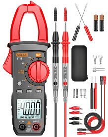 【楽天1位】テスター 4000カウント デジタルクランプメーター T-RMS グレードアップ版 非接触電圧検知機能付き AC電流 AC/DC電圧 導通 静電容量 抵抗 周波数 ダイオードテスト測定 テストリード ワニ口クリップ 収納バッグ