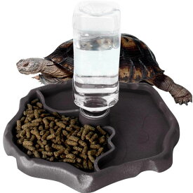 爬虫類 食器 自動給水 餌入れ 水入れ 亀/トカゲ/蛇/やもりなど爬虫類専用（ブラウン）