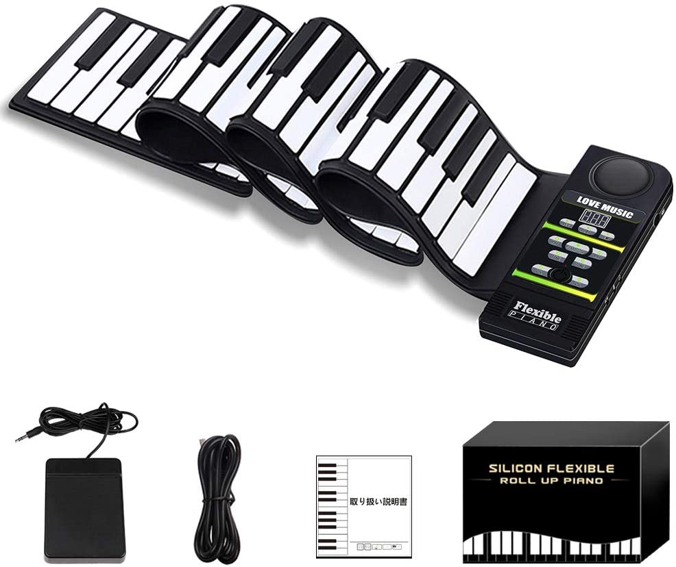 ロールピアノ 88鍵盤 電子ピアノ 128種類音色 限定特価 128種類リズム 14デモ曲 ハンドロールピアノ 高音質スピーカー イヤホン フットペダル付き 折り畳み 人気の製品 スマホ接続使用可能 スピーカー対応