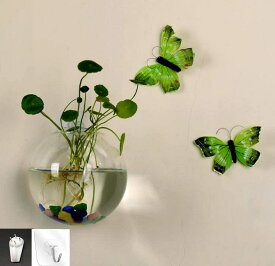 ガラス フラワーベース 丸い 花プランター ウォールデコレーション ウォールデコ 壁面収納 花器 花瓶 壁掛け 花瓶 一輪挿し