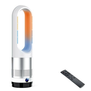 【2025冷暖兼用 羽根なし】セラミックヒーター タワーファン 温風 送風 3段階温風&8段階送風切替 100°自動首振り 9Hタイマー 静音 セラミックヒーター 小型 冷暖兼用 冷暖タイプ扇風機 速暖