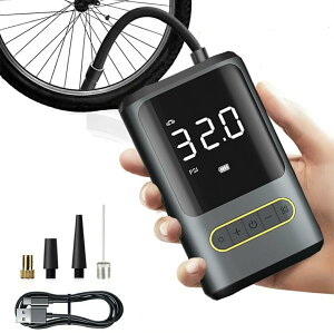 自転車 空気入れ 電動 コードレス 電動空気入れ バイク 車 用 大画面ディスプレイ エアコンプレッサー 最大圧力150PSI 仏/英/米式バルブ