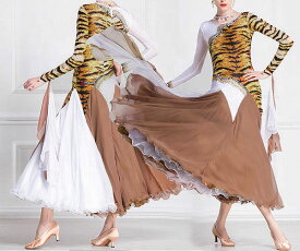 社交ダンス 社交ダンス衣装 衣装 社交ダンスドレス ドレス ウェア ダンスウェア Lサイズ ブラウン　茶色