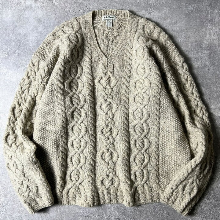 楽天市場】90s LLBean Vネック ウール フィッシャーマン ニット 