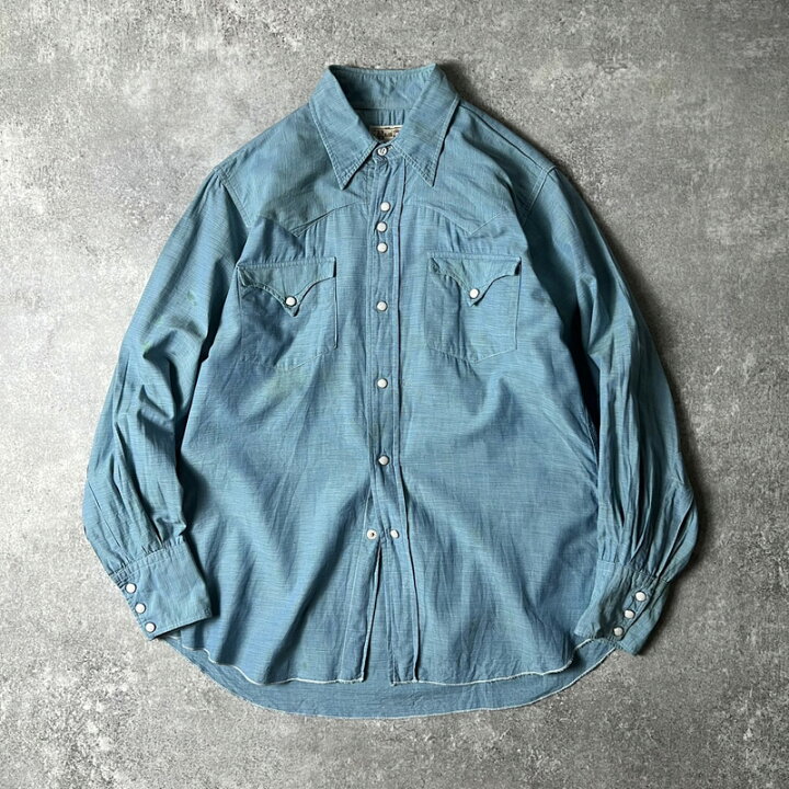 楽天市場】60s 70s H BAR C コットン 長袖 ウエスタン シャツ 15 1/2 