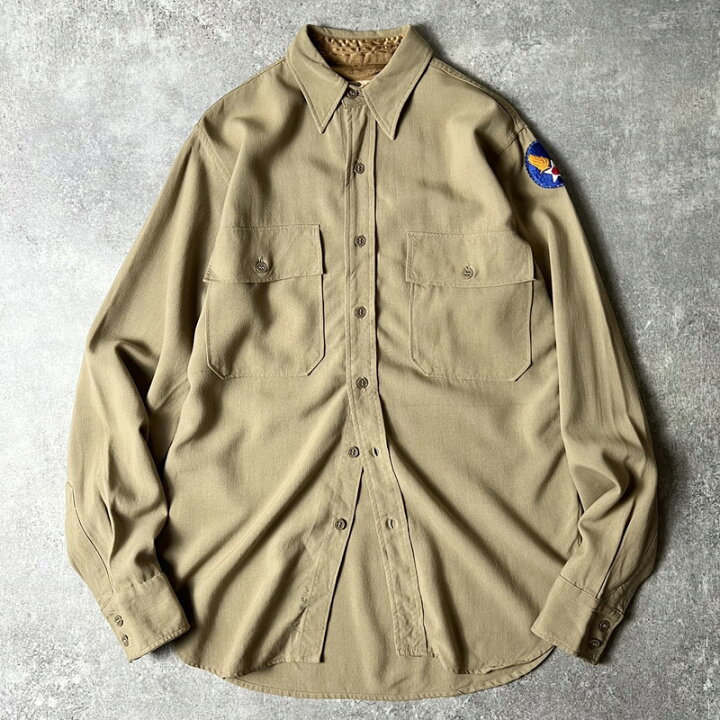 楽天市場】50s OFFICERS SHIRT ミリタリー タイプ マチ付き 長袖 