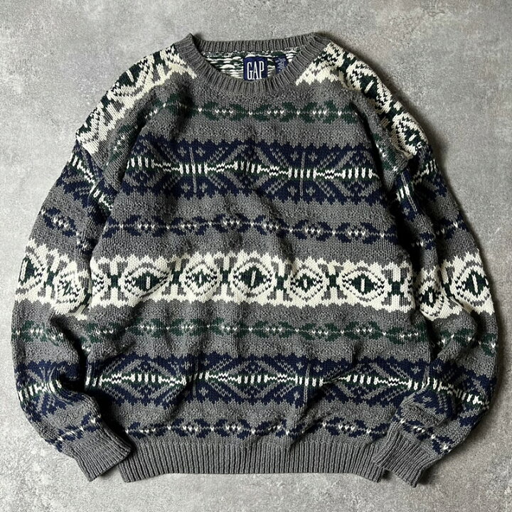 楽天市場】90s GAP 総柄 コットン ニット セーター XL / 90年代 