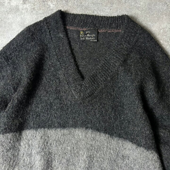 楽天市場】60s UNKNOWN 2トーン 切替 30% モヘア アクリル Vネック 