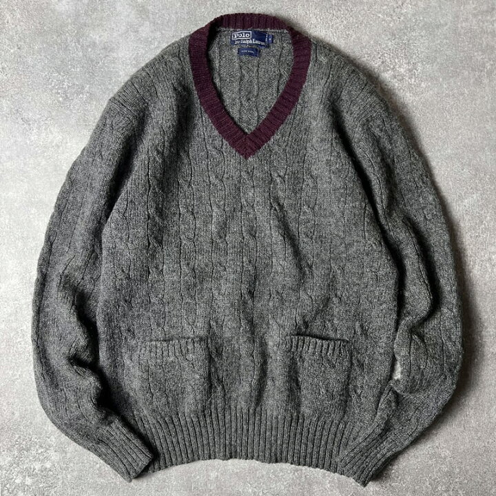 楽天市場】90s POLO RALPH LAUREN Vネック ウール ケーブル ニット 