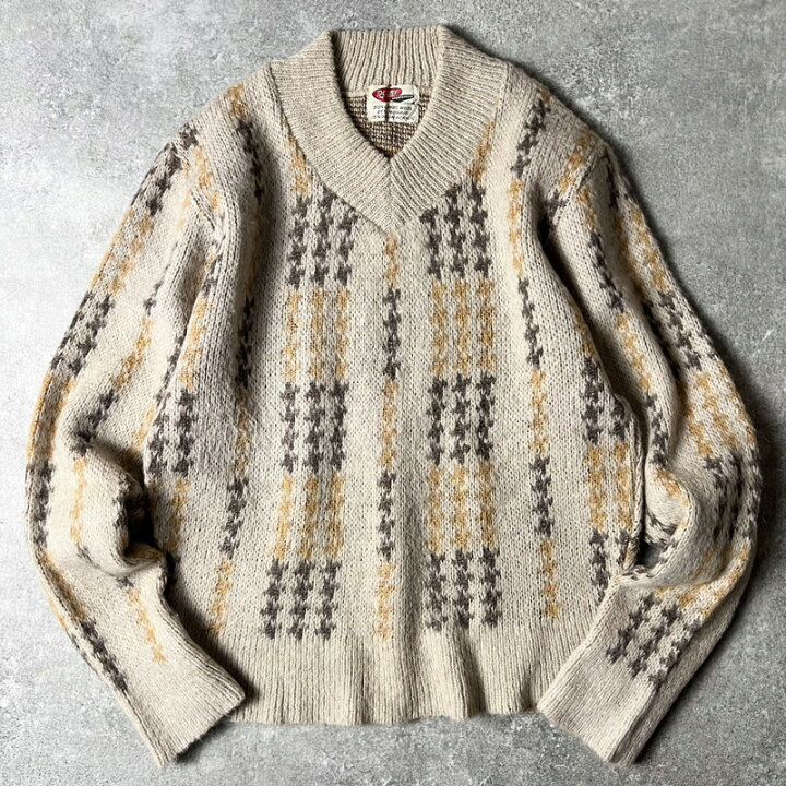 楽天市場】60s RUGBY SPORTSWEAR ストライプ 総柄 Vネック 25% モヘア 