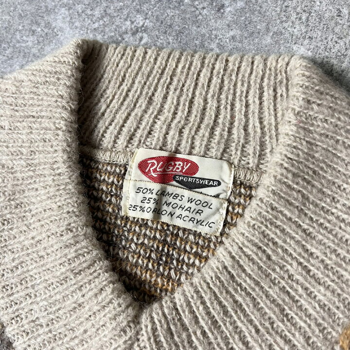 楽天市場】60s RUGBY SPORTSWEAR ストライプ 総柄 Vネック 25% モヘア 