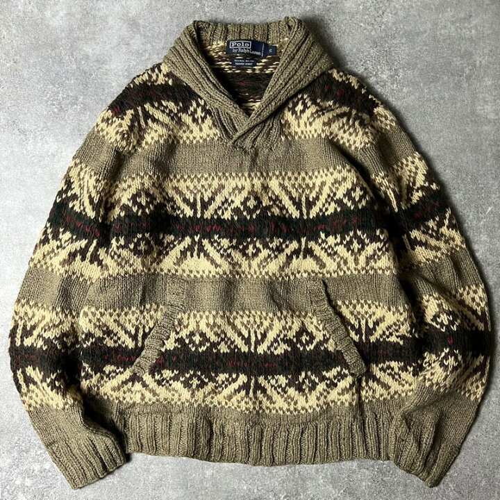 楽天市場】手編み 90s POLO RALPH LAUREN ネイティブ 総柄 ウール 