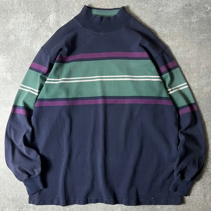 楽天市場】80s USA製 LLBean モックネック ボーダー 長袖 Tシャツ XL 