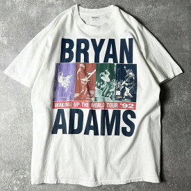 90s USA製 BRYAN ADAMS オフィシャル 1992 ワールド ツアー プリント 半袖 Tシャツ XL / 90年代 オールド バンド バンT アメリカ製 【中古】 古着 アメリカ古着 USED ユーズド 中古 VINTAGE US古着 アメカジ