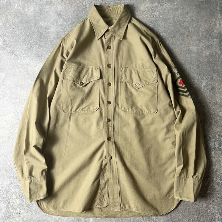 楽天市場】40s 米軍実物 US ARMY マチ付き 長袖 コットン シャツ / 40 