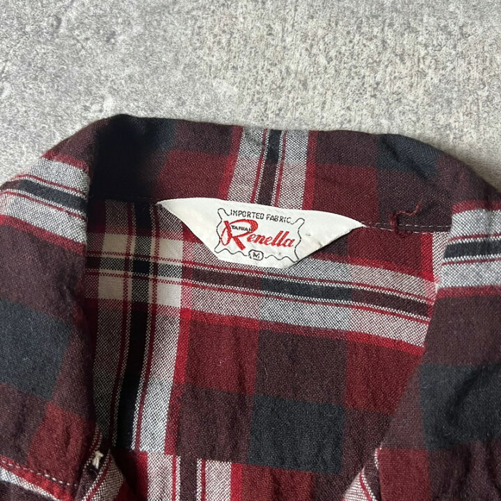 楽天市場】60s Renella チェック 長袖 レーヨン オープンカラー シャツ 