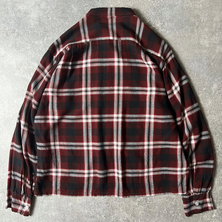 楽天市場】60s Renella チェック 長袖 レーヨン オープンカラー シャツ  