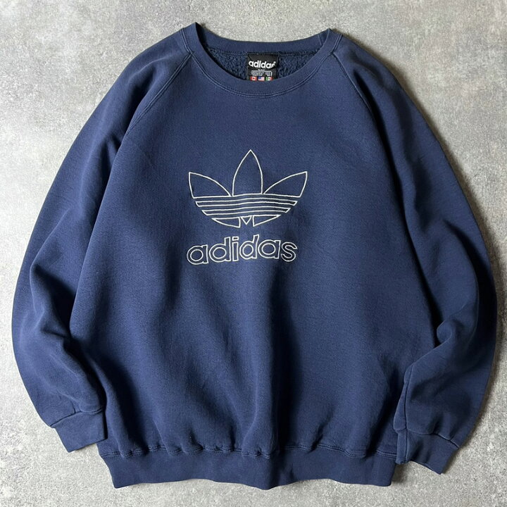 楽天市場】90s USA製 adidas ビッグ トレフォイル 刺繍 スウェット 