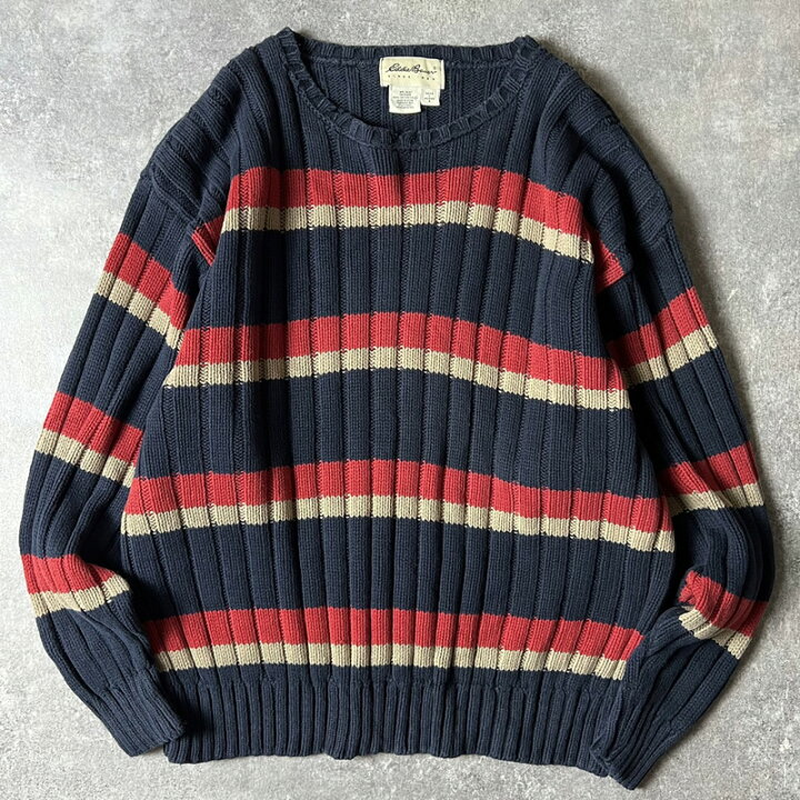 楽天市場】90s 白タグ USA製 Eddie Bauer ワイド ボーダー コットン 