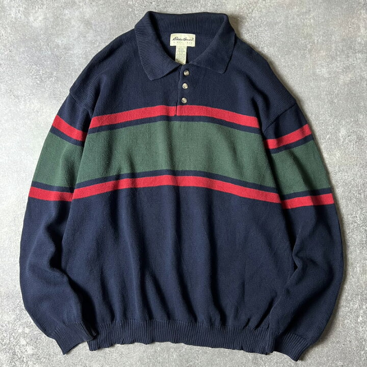 楽天市場】90s 白タグ Eddie Bauer マルチ ボーダー コットン ニット 