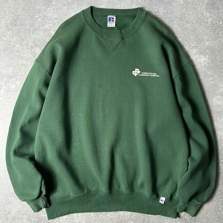 楽天市場】90s USA製 RUSSELL 企業 ロゴ プリント 前V スウェット  