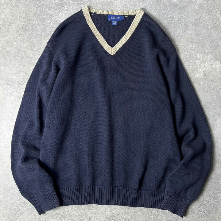 楽天市場】90s 00s J.CREW Vネック 2トーン コットン ニット セーター 