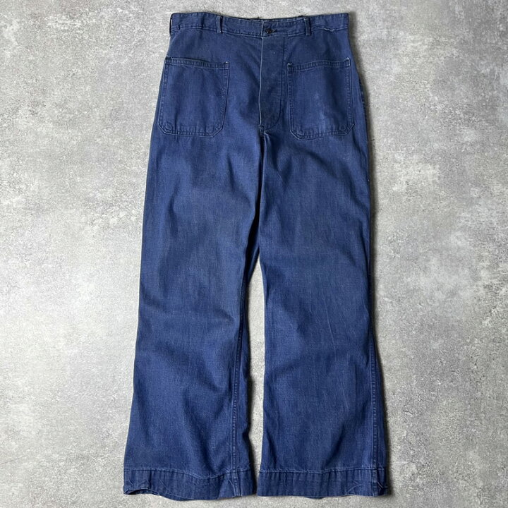 楽天市場】70s US NAVY 米軍実物 コットン バッドダイ デニム フレア 