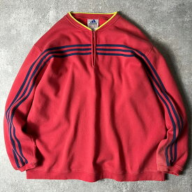 90s adidas 3ストライプ ハーフジップ スウェット トレーナー XL / 90年代 オールド アディダス レッド パフォーマンス ロゴ 【中古】 古着 アメリカ古着 USED ユーズド 中古 VINTAGE US古着 アメカジ