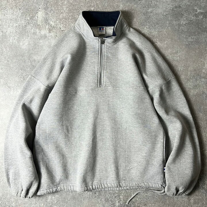 楽天市場】90s USA製 RUSSELL ハーフジップ プルオーバー スウェット 