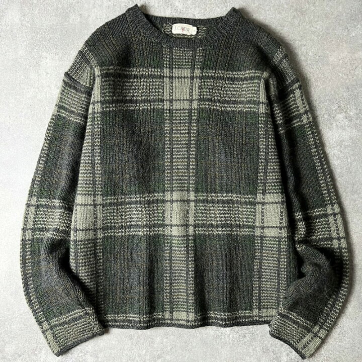 楽天市場】90s 巨人タグ J.CREW チェック ウール ニット セーター M 