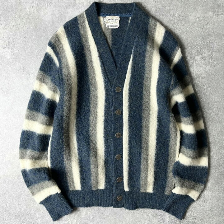 楽天市場】60s Harridge Row ストライプ ウール ニット カーディガン 
