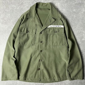 50s US ARMY 米軍実物 OG-107 コットン サテン ユーティリティ シャツ 1st 筒袖 初期 / 50年代 ビンテージ ミリタリー ジャケット 【中古】 古着 アメリカ古着 USED ユーズド 中古 VINTAGE US古着 アメカジ