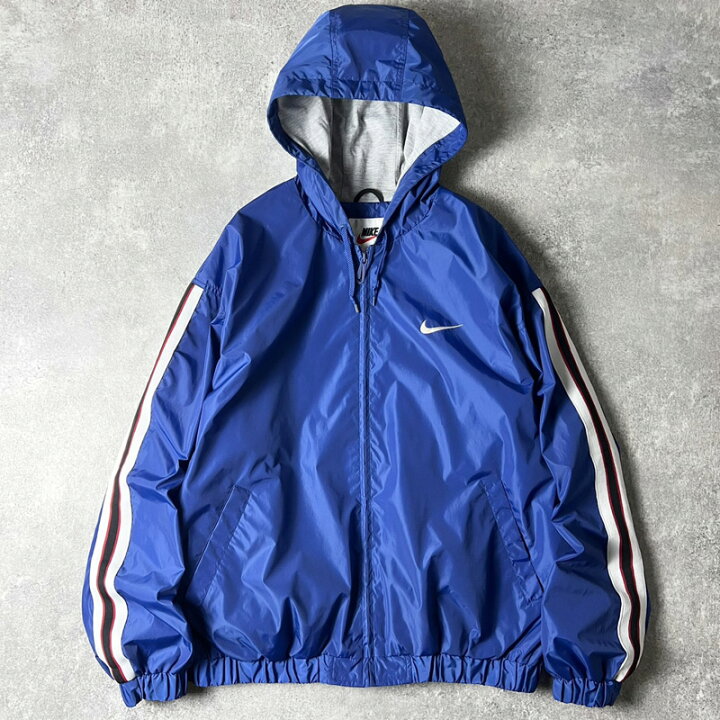 90s Nike ナイロンジャケット 刺繍ロゴ ブラック アメカジ 古着 楽天 
