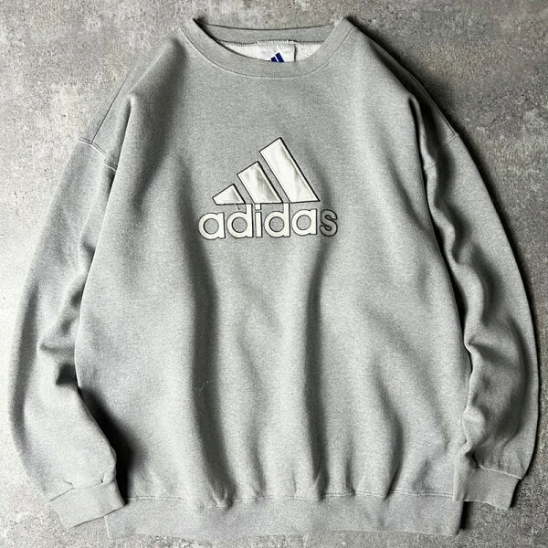 90s USA製 adidas ビッグ パフォーマンス ロゴ 刺繍 スウェット トレーナー L / 90年代 アメリカ製 オールド アディダス トレーナー グレー 【中古】 古着 アメリカ古着 USED ユーズド 中古 VINTAGE US古着 アメカジ