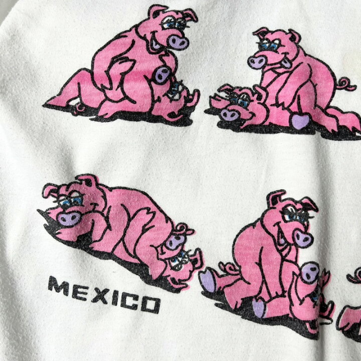 楽天市場】90s ブタ 四十八手 総柄 プリント 半袖 Tシャツ 44 / 90年代 