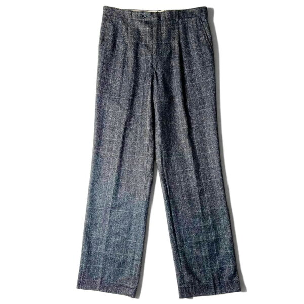 90s Unknown 2タック チェック ウール スラックス パンツ 34R / 90年代 オールド 絣 グレー トラウザー 【中古】 古着 アメリカ古着 USED ユーズド 中古 VINTAGE US古着 アメカジ