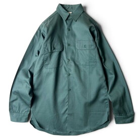 60s USA製 BIG YANK マチ付き 長袖 コットン ワーク シャツ 14 / 60年代 アメリカ製 ビンテージ ビッグヤンク グリーン 【中古】 古着 アメリカ古着 USED ユーズド 中古 VINTAGE US古着 アメカジ