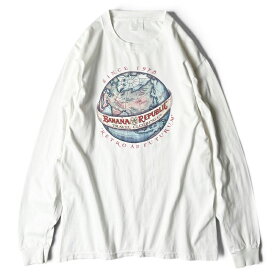 80s BANANA REPUBLIC TRAVEL CLOTHING ロゴ プリント 長袖 Tシャツ / 80年代 ビンテージ バナナリパブリック バナリパ ロンT シングル 【中古】 古着 アメリカ古着 USED ユーズド 中古 VINTAGE US古着 アメカジ