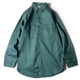 60s USA製 BIG YANK マチ付き 長袖 コットン ワーク シャツ 14 1/2 / 60年代 アメリカ製 ビンテージ ビッグヤンク グリーン 【中古】 古着 アメリカ古着 USED ユーズド 中古 VINTAGE US古着 アメカジ